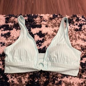 Aerie Scoop Neck Blue Key Hole Bikini Top